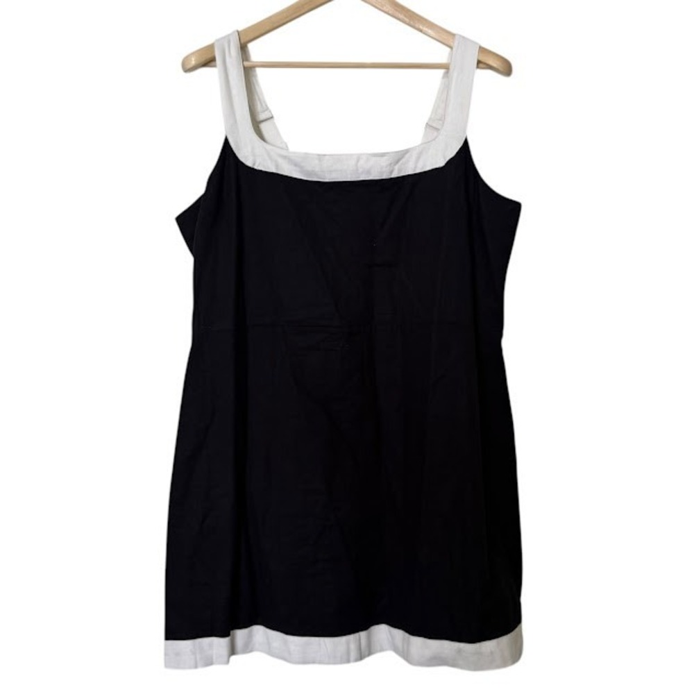 Abercrombie & Fitch Black White Trim Tank Linen Blend Mini Dress Womens XXL - Picture 1 of 6
